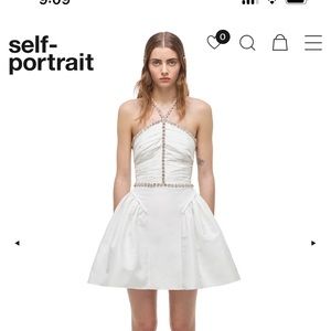 Self Portrait white Halter mini dress